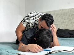 Young school students have fuck-fest in their guest room when they are alone