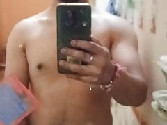 Hot musculer boy taking shower