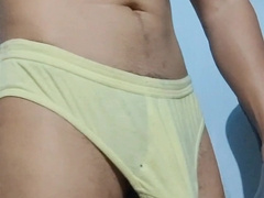 Nasty gymnast tugging his fat pulsating jizz-shotgun in lingerie