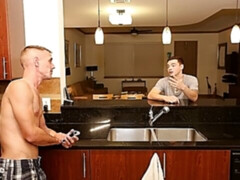 Quick kitchen ass fuck with Brett Bradley and Trevor Spade