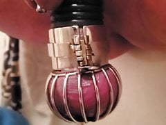 Chastity slave inspected before play