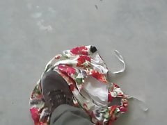 cleaning floor with floral 3 dress (2)