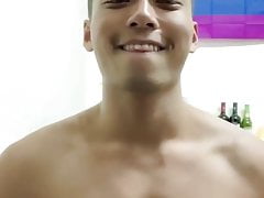 cute asian twink JO off camera with a big splash of cum