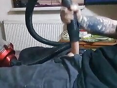 Jerking off with vacuum cleaner and cumshot