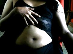Krithi's BIG Navel Tease in Black Lingerie, Sexy Cleavage, Deep Navel, Strip Tease #IndianCrossDresser