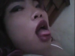 Asian Sissy wanking in bed 12