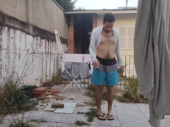 Guy Undressing To Pee And Smoke / Fetish Man