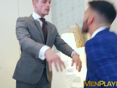 Wild face fucking and ass pounding by suited Apolo Adri and Pol Prince