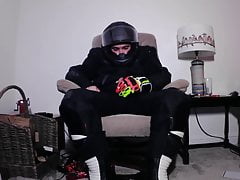 Wank in Biker Gear