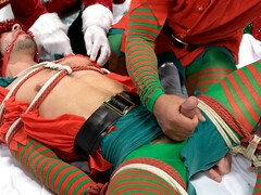 Casey Everett tied up as he is celebrating Christmas