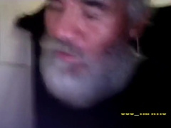Old bearded daddy cruising in public toilet