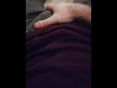 After work handjob with cumshot in bed