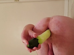 Fucking my ass with a cucumber