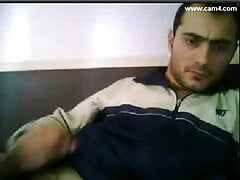 Naughty Dude Choking The Chicken Via Webcam