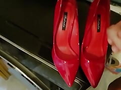 Red high heel my gf cum