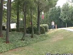 J.R. bounces on cock during interracial threesome