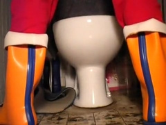 nlboots - orange rubber boots, smoking & union suit