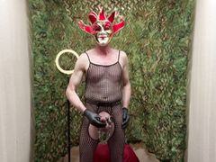 Solo Masturbation With Body stocking And Cock Strap