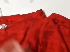 My hard cock cumming on roommates clothes