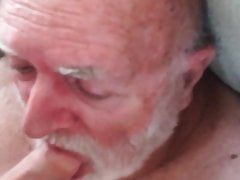 Senior grandpa sucks me off at his house, no dentures