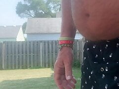 Peeing naked outside