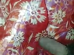 Hot red saree cumshot
