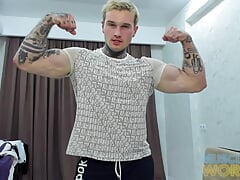 Muscular Tatted Jock Flexing Naked