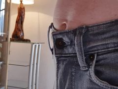 New bulge in tight jeans home walkabout