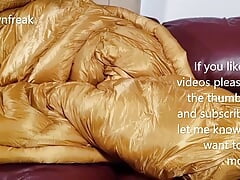 Humping Silky Smooth EMS Down Bag on Leather Sofa