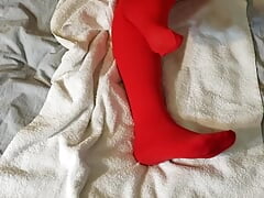 Crossdresser in nylon. Covering myself in jell. Masturbate and cum.