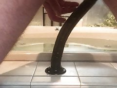 Burying a 13 inch dildo deep in my ass!!!!