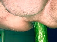 Vaseline on cucumber and deep in that ass hole! Close Up 4K