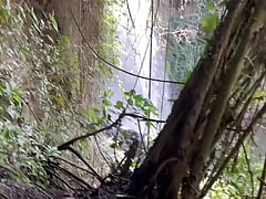 Two hot Latino boys under a beautiful waterfall