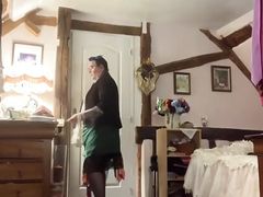 Dressed with a green skirt for a night out
