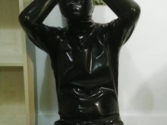 Spandex zentai and stroking machine