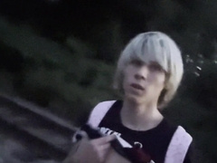 Femboy exhibitionist in public