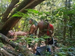 Fucksluts are caught screwing in the middle of the forest and exchanging