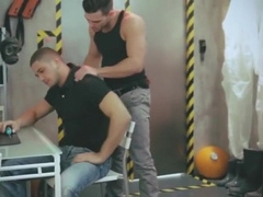 Macho muscle men in hot gay threesome