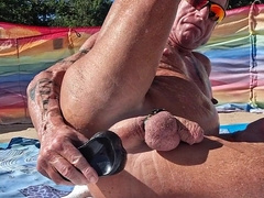 Early morning beach time with my favourite giant black fuck sticks