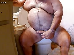Rubbing my balls and jerking off shooting another big load