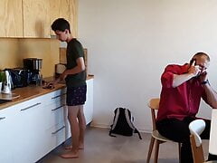 Krystof bends over