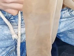 Off Road 7 den pantyhose cum
