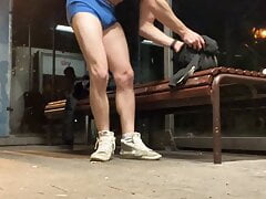 German boy guy male daring Public outdoor self facial piss jerk off masturbation athletic fitness muscle small dick big