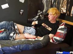 Cute 18 year old jerks his uncut dick