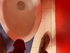 Thick Black Dick cumming hard in the restroom