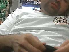 Wanking, talking on phone and cumming at shop
