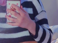 purple hair femboy wails and finishes off a pile