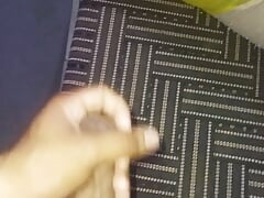 Doing cumshot in front of step sister and release a lot of cum in front of her.