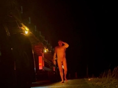 Trucker Takes Off bare at roadside