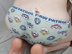 Horny femboy cums in his panties
